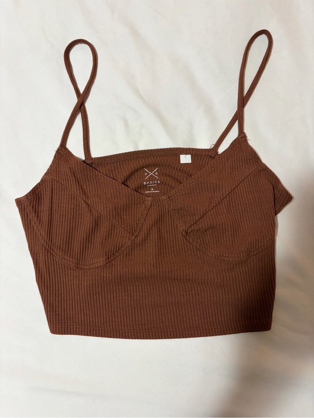 PacSun Ribbed Crop Tank in Chestnut Brown